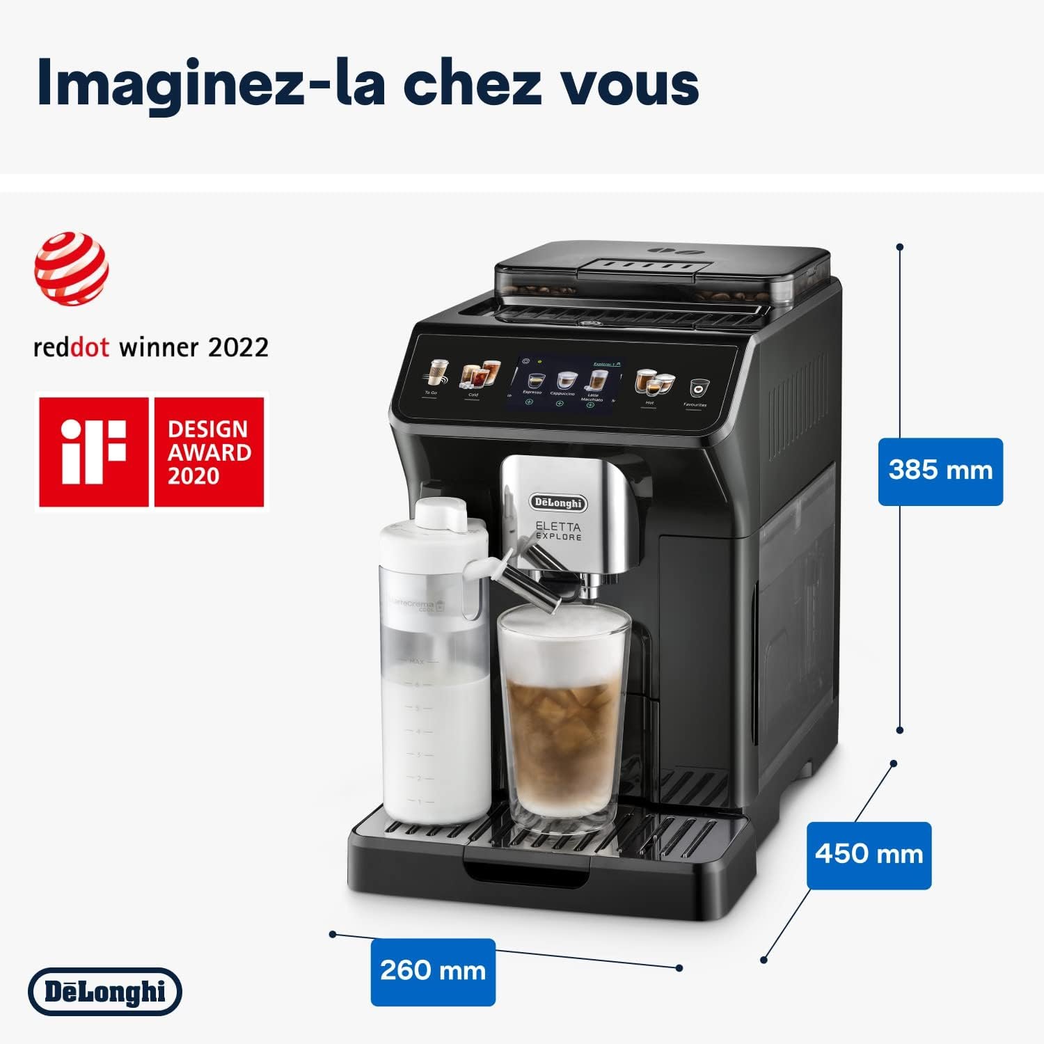 De'Longhi Eletta Explore Cold Brew ECAM452.67.G, Machine à Café Barista avec LatteCrema Hot and Cool, Machine à Espresso, Machine à Café Automatique, Extraction Froide, Pot à Café Inclus, Gris Foncé – Image 3
