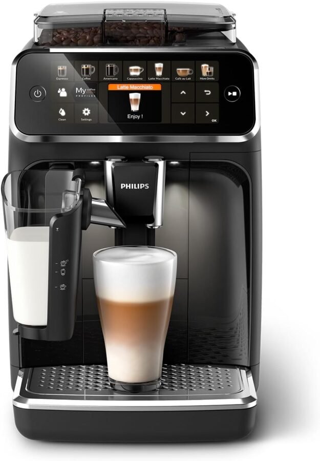 Philips Série 5400 Machine Expresso - Café à Grain - LatteGo Mousseur à Lait, 12 Spécialités de Café, Affichage Intuitif, 4 Profils Utilisateur, Noir (EP5441/50)