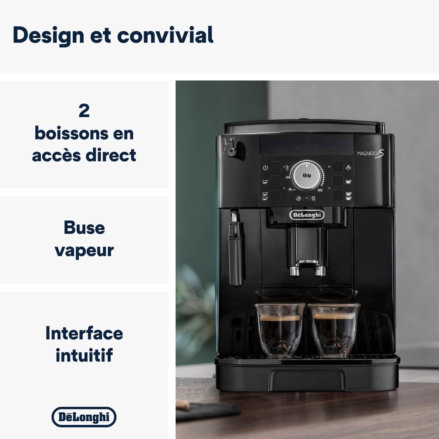De'Longhi Magnifica S ECAM11.112.B, Machine à Café Automatique/ à Espresso du Grain à la Tasse Avec Buse à Lait, avec 4 Recettes à Touche Unique, Panneau de Contrôle Soft-Touch, 1450W, Noir – Image 5