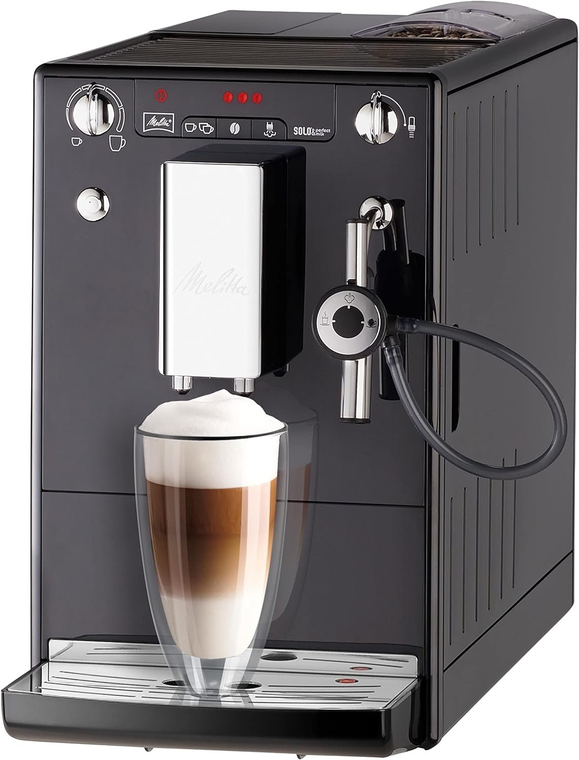 Melitta Solo & Perfect Milk Noire, Machine à Café à Grains avec Broyeur et Système d'Extraction des Arômes, Mode 1 à 2 Tasses, Auto Cappuccinatore. – Image 5