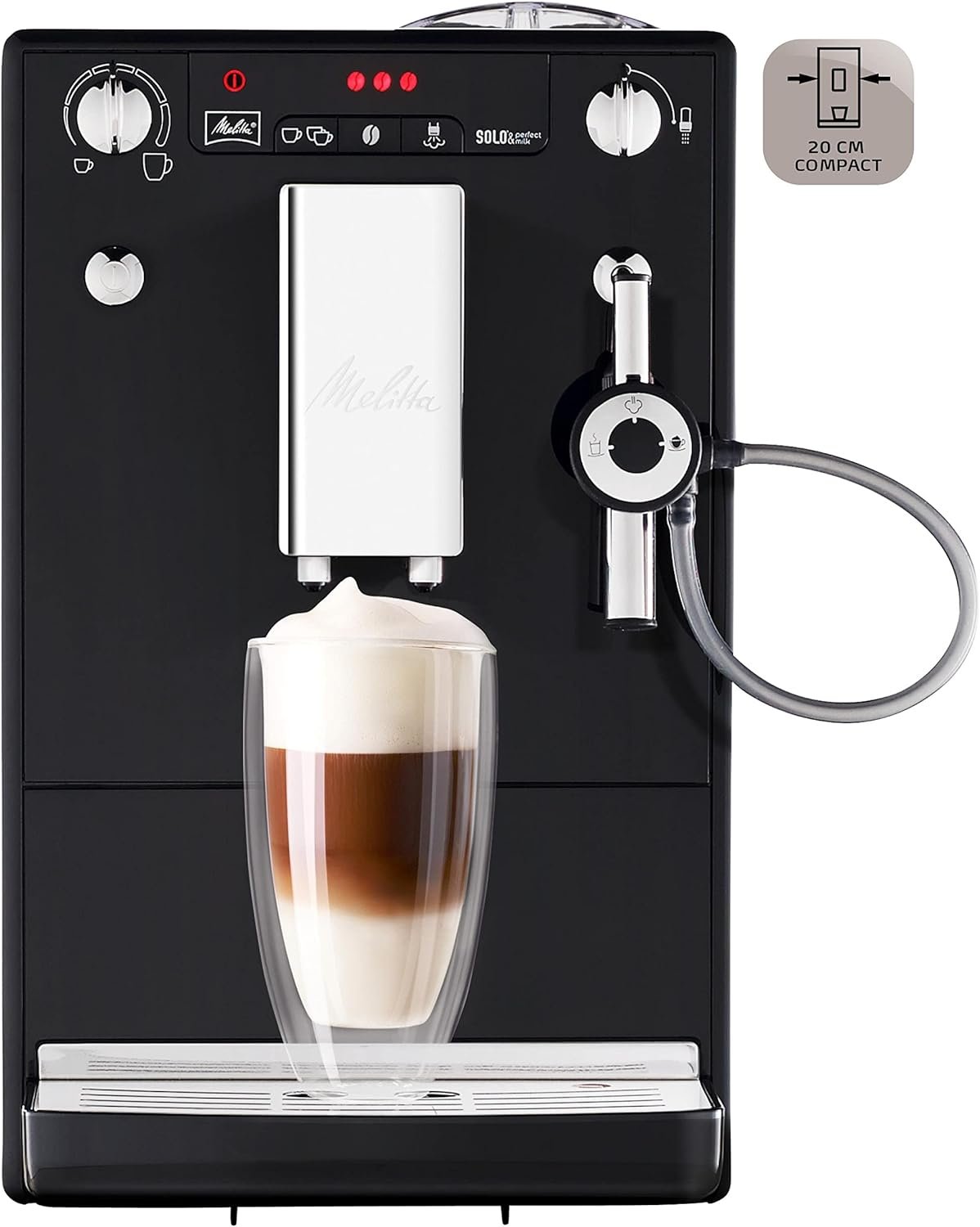 Melitta Solo & Perfect Milk Noire, Machine à Café à Grains avec Broyeur et Système d'Extraction des Arômes, Mode 1 à 2 Tasses, Auto Cappuccinatore. – Image 4