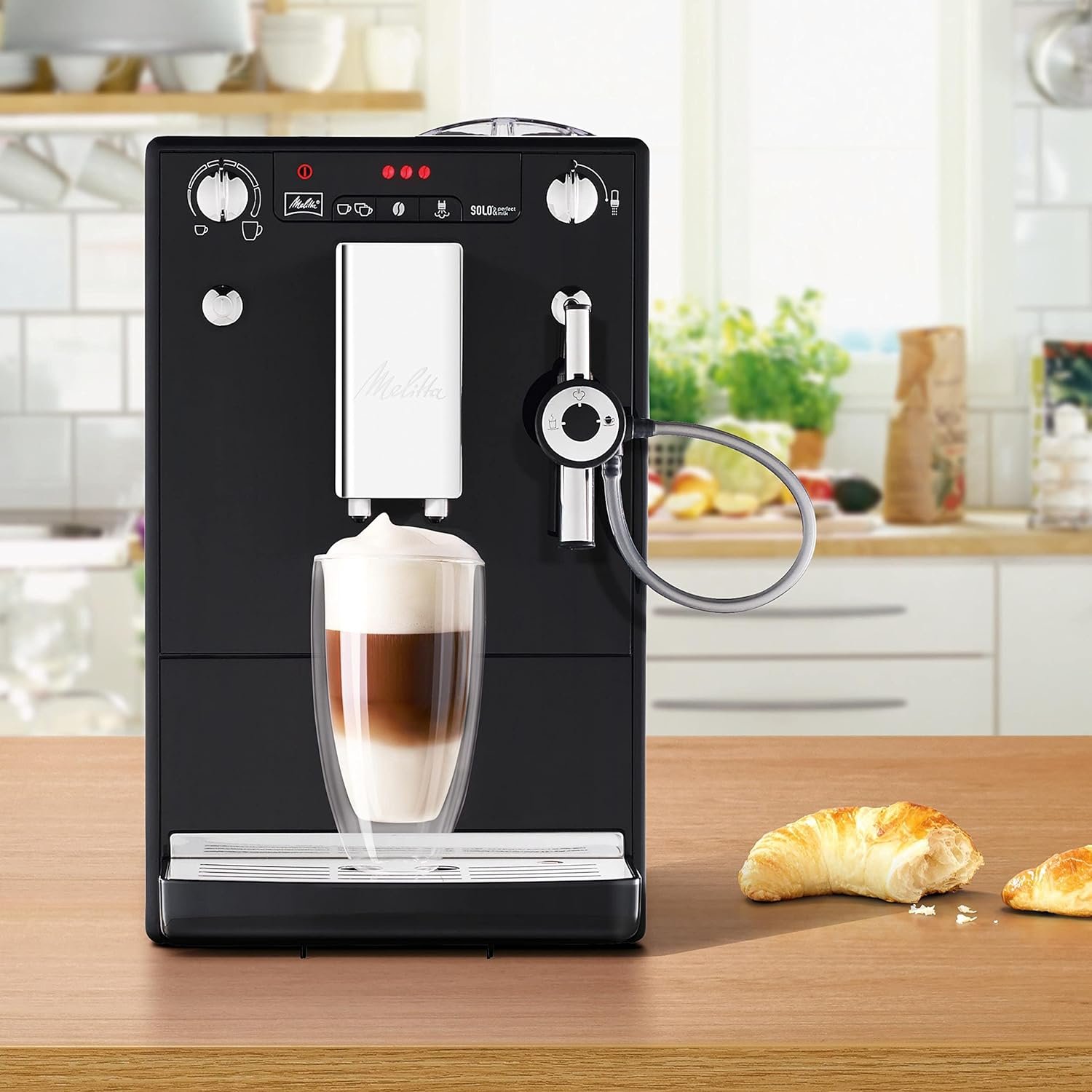 Melitta Solo & Perfect Milk Noire, Machine à Café à Grains avec Broyeur et Système d'Extraction des Arômes, Mode 1 à 2 Tasses, Auto Cappuccinatore. – Image 3