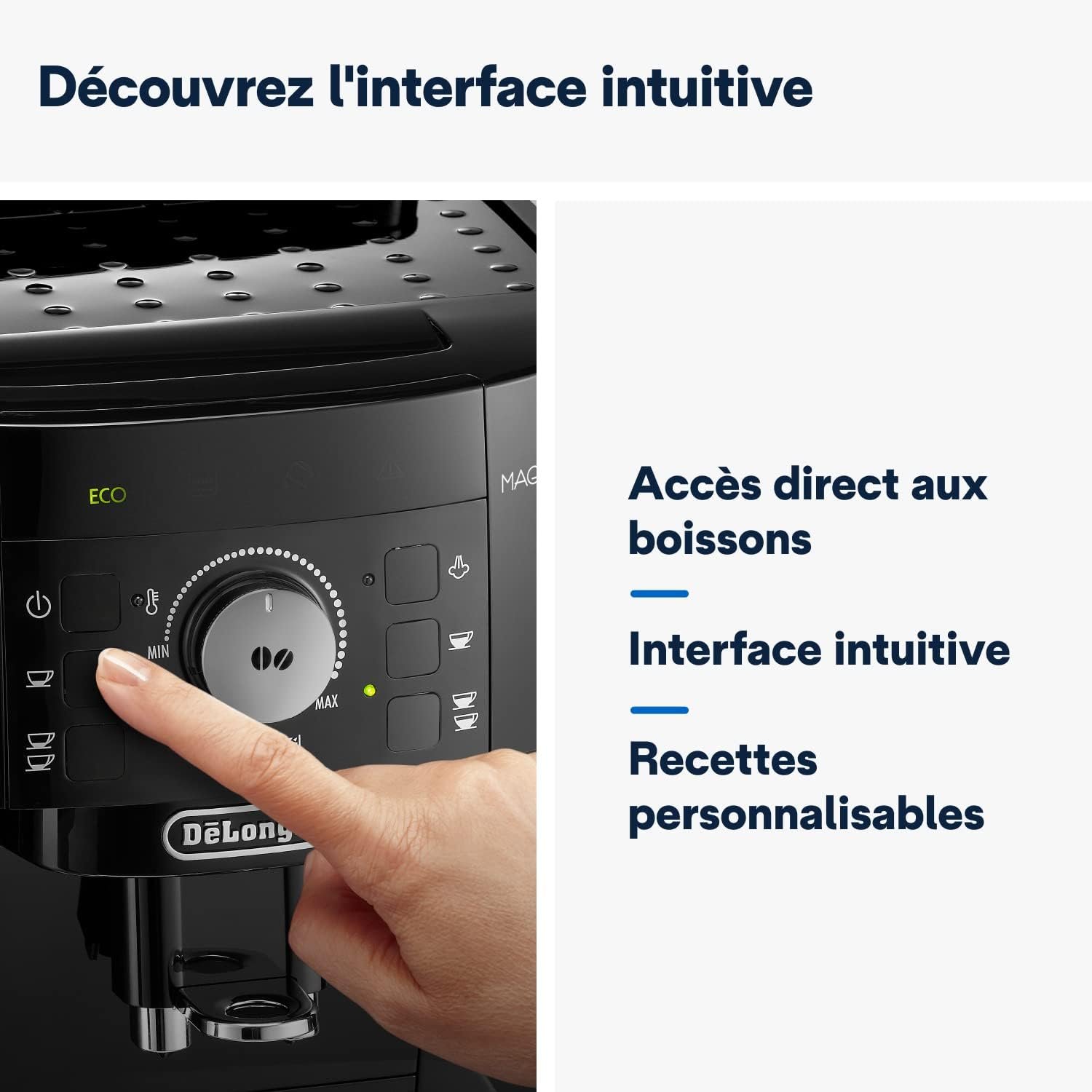 De'Longhi Magnifica S ECAM11.112.B, Machine à Café Automatique/ à Espresso du Grain à la Tasse Avec Buse à Lait, avec 4 Recettes à Touche Unique, Panneau de Contrôle Soft-Touch, 1450W, Noir – Image 3