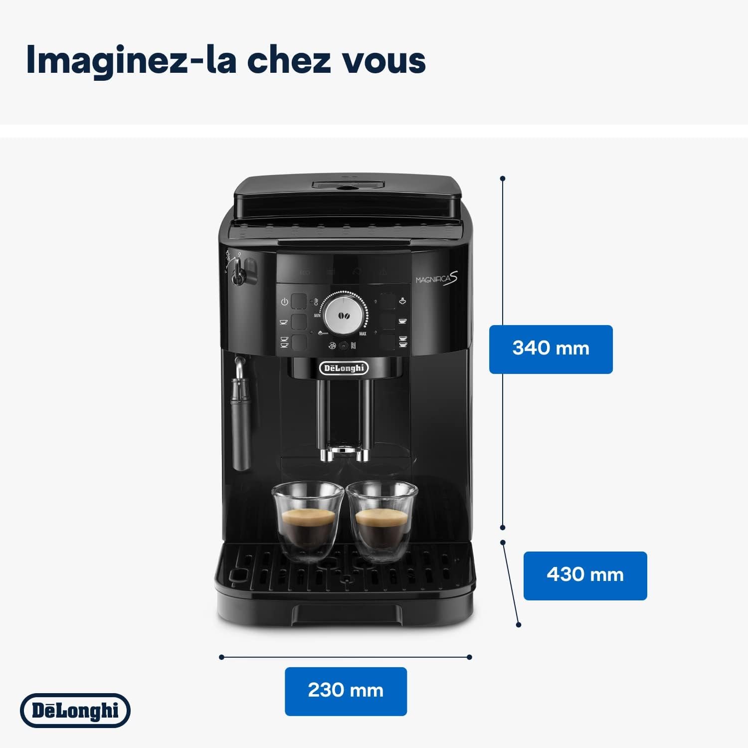De'Longhi Magnifica S ECAM11.112.B, Machine à Café Automatique/ à Espresso du Grain à la Tasse Avec Buse à Lait, avec 4 Recettes à Touche Unique, Panneau de Contrôle Soft-Touch, 1450W, Noir – Image 2